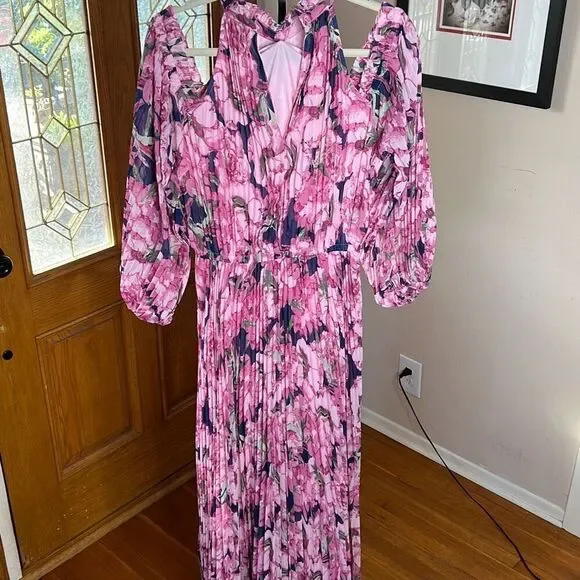 Petal & Pup HILARY PLEATED MAXI DRESS - PINK FLORAL XSmall New - Picture 10 of 12